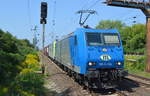 Caitrain/ITL Doppeltraktion 185 CL 004 [NVR-Number: 91 80 6185 504-8 D-ITL] + 185? mit Containerzug am 09.08.18 Bf.