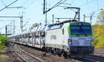 ITL - Eisenbahngesellschaft mbH mit Captrain  193 893  [NVR-Number: 91 80 6193 893-5 D-ITL] und PKW-Transportzug (fabrikneue Audi-Modelle mit Folie geschützt) am 05.10.18 Bf. Flughafen Berlin-Schönefeld.
