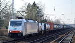 ITL - Eisenbahngesellschaft mbH mit   185 579-0  [NVR-Number: 91 80 6185 579-0 D-ITL] Und Containerzug Richtung Frankfurt/Oder am 14.02.19 Berlin-Hirschgarten.