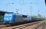 ITL - Eisenbahngesellschaft mbH  185 522-0  [NVR-Nummer: 91 80 6185 522-0 D-ITL] und Coilzug (leer) am 05.06.19 Bf. Flughafen Berlin-Schönefeld.