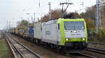 ITL - Eisenbahngesellschaft mbH, Dresden [D]  185 541-0  [NVR-Nummer: 91 80 6185 541-0 D-ITL] mit Containerzug am 13.11.20 Bf.