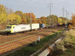 ITL - Eisenbahngesellschaft mbH, 185 541-0 (NVR-Nummer: 91 80 6185 541-0 D-ITL) mit Containerzug auf dem südlichen Berliner Aussenring bei Diedersdorf am 13.