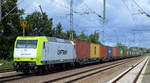 ITL - Eisenbahngesellschaft mbH, Dresden [D] mit ihrer  145 095-6  [NVR-Nummer: 91 80 6145 095-6 D-ITL] und einem Containerzug  am 15.09.22 Durchfahrt Bahnhof Golm.
