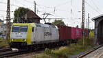 ITL - Eisenbahngesellschaft mbH, Dresden [D]  185 541-0  [NVR-Nummer: 91 80 6185 541-0 D-ITL] hat einen Containerzug Höhe Bahnhof Frankfurt (Oder) gebracht und wird gleich abgehakt, 11.10.23