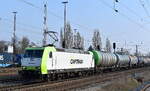 ITL - Eisenbahngesellschaft mbH, Dresden [D] mit der  185-CL 003  [NVR-Nummer: 91 80 6185 503-0 D-BRLL] und einem Kesselwagenzug am 04.03.24 Durchfahrt Bahnhof Frankfurt/Oder. 