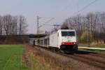 Am Samstag wurde dann mal eine neue Fotostelle getestet. Hier fuhr die ITL 186 138 mit einem leeren BLG Autotransportzug durch Hamm-Neustadt. (24.03.2012)