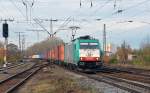 186 242 der ITL zog einen Containerzug am 10.11.12 durch Leipzig-Thekla Richtung Engelsdorf.