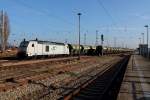 Die  285 109-5 mit eigenem Fcs-Zug am 09.03.2014 im Bahnhof Oranienburg.