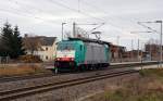 186 246 der ITL fuhr am 16.02.16 ohne Zug durch Raguhn Richtung Dessau.