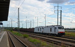285 105 wartete am Abend des 03.07.16 zusammen mit 285 106 und einem Hochbordwagenzug in Bitterfeld auf die Weiterfahrt Richtung Dessau/Wittenberg.