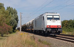 285 105 der ITL passiert mit einem Schüttgutzug am 28.08.16 Greppin Richtung Bitterfeld.