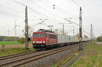 155 060 der LDK schleppte am 01.04.24 einen Containerzug der tschechischen Upline durch Wittenberg-Labetz Richtung Dessau.