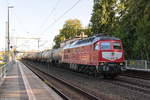 232 673-4 LEG - Leipziger Eisenbahnverkehrsgesellschaft mbH mit einem Kesselzug  Umweltgefährdender Stoff, flüssig  in Friesack und fuhr weiter in Richtung Wittenberge.