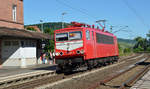 155 159 der LEG fuhr am 11.06.17 Lz durch Retzbach-Zellingen Richtung Gemünden.