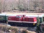 LEG 202 425-5 (ex DR V100) steht am 22.03.2006 abgestellt vor dem Schuppen des Eisenbahmuseums (EBM) in Leipzig-Plagwitz.