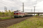 132 109-0 LEG - Leipziger Eisenbahnverkehrsgesellschaft mbH mit einem Kesselzug  Ethanol (Ethylalkohol) oder Ethanol-Lösung  in Stendal und fuhr weiter in Richtung Hauptbahnhof.