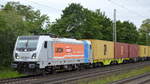 LOCON LOGISTIK & CONSULTING AG, Oberuckersee [D]  mit der Railpool Lok  187 309-0  [NVR-Nummer: 91 80 6187 309-0 D-Rpool] und Containerzug am 08.07.22 Vorbeifahrt Bahnhof Dedensen Gümmer.