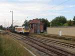 Am 14.07.2015 fuhr die LOCON 401 in den Bahnhof Grimmen ein und kreuzte dort mit dem RE 18516.