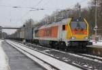 264 005-5 alias  Locon 401) mit Containerzug in Fahrtrichtung Norden. Aufgenommen am 27.01.2013 in Eichenberg.