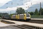 182 573 + 189 930 mit einem KLV Zug am 20.06.2009 in Brixlegg.