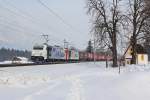 185 662 + 664 mit dem Winner KLV Zug am 11.02.2012 bei Brixlegg.