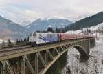 151 056 mit der Lp am 21.02.2015 bei Angertal.