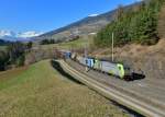 Re 486 502 + 186 290 mit TEC 43129 am 28.03.2015 bei Matrei am Brenner.