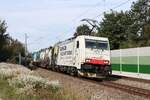 186 443-8 (Lokomotion -  Traumjob: Volle Kraft voraus ) mit einem Containerzug in Ostermünchen, 12.