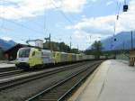 ES 64 U2 029 und eine ES 64 F4 ziehen einen Lokomotion Zug, der auf dem Weg nach Mnchen ist. Zwei weitere ES 64 F4 laufen als Wagenloks mit. Aufgenommen am 31.7.2007 in Brixlegg.