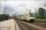 ES64U2-037, E189 xxx und E189 004RT rollen mit dem  WINNER-EXPRESS  durch das Inntal nach Mnchen. Dort wird DB SCHENKER den Zug nach Wuppertal-Langerfeld bringen. (08.07.2008)

