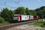 185 664 + 666 mit Stahlwagenzug am 04.06.2010 in Aling