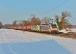 186 285 + Re 486 503 mit TEC 43139 am 07.02.2015 bei Happing.
