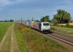 185 666 mit einem KLV am 03.10.2015 bei Plattling. 