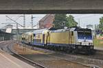 Ausfahrt am veregneten Nachmittag des 06.07.2019 von LNCG/ME 146 542-6 mit ihrer RB 31 (Hamburg Hbf - Lüneburg) von Gleis 4 aus dem Bahnhof von Hamburg Harburg in Richtung Süden.