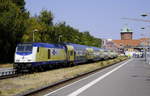 ME-246 006 mit RE 5 nach Hamburg-Harburg in Cuxhaven, 25.7.18. Auch diese blau-gelbe Ära neigt sich  allmählich dem Ende zu. Man kann der Region nur wünschen, dass der Wechsel zurück zu DB-Regio glatter vonstatten geht als auf der Marschbahn.