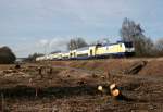 ME 146 532 mit ME 82115 (Hamburg Hbf–Uelzen) am 20.02.2012 zwischen Ashausen und Winsen (Luhe)