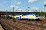 Nachschuss auf 146 534-3 mit einem metronom Leerzug am 13.08.2014 bei der Durchfahrt in Hamburg Harburg.