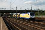 Am 13.08.2014 fuhr 146 537-6 mit einem ME (Hamburg Hbf - Bremen Hbf) aus dem Bahnhof von Harburg gen Süden.