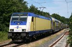 146 541 mit ME 81615 (Hamburg Hbf–Lneburg) am 01.08.2015 in Lneburg Westseite, aufgenommen vom Bahnsteigende