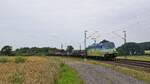 mgw Service 185 642  EcoRider , vermietet an HSL Logistik, mit Saarrail-Zug DGS 69471 Brake/Weser - Neunkirchen/Saar Hbf (Vehrte, 21.07.2021).