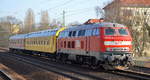 Der MEG Messzug angeschoben von MEG 305/218 467-9 (9280 1 218 467-9 D-MEG) auf dem Innenring-Gleis Höhe Berlin-Jungfernheide Richtung Berliner Westhafen am 25.02.19