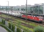 Die MEG Loks 602 und 601 bespannen am 21.8.2007 einen Zementzug, aufgenommen in Regensburg.