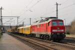 Am 21.April 2013 war MEG 313 mit einem Bauzug in Marienborn auf dem Weg nach Magdeburg.