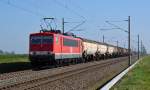 Die bei der MEG unter der Nummer 710 laufende 155 059 zog am 15.04.15 den Sluiskil-pendel durch Braschwitz Richtung Halle(S). Das Ziel des Zuges sind die Buna-Werke.