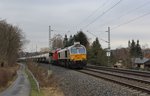 247 042-5 und MEG 318 (232 690-8) zu sehen am 24.03.16 mit einem leeren Zementzug in Plauen/V.