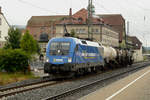 22. Juli 2008 im Bahnhof Kronach: Die Mittelweserbahn will wohl erst mal testen, was ihre 1116 911 in Richtung Saalfeld über den Berg schleppen kann.