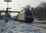 1116 912-5 kam nach langer Zeit auch mal wieder vor die Linse gefahren. Hier mit leerem Containerzug in Fahrtrichtung Norden. Aufgenommen am 05.01.2010 in Eichenberg.