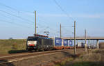 189 806 der MRCE führte am 24.11.19 einen KLV-Zug der polnischen Spedition Miratrans durch Brehna Richtung Halle(S).