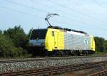 MRCE Dispolok ES 64 F4-203 (E 189 203), vermietet an ITL, auf Leerfahrt in Richtung Bremen, bei Diepholz, 12.07.11.