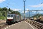 Am 25.Juli 2013 durchfuhr MRCE 189 982 mit einem KLV-Zug den Bahnhof Arth-Goldau in Richtung Basel...Deutschland.
